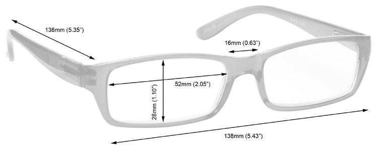 Reading Glasses Dimensions 16