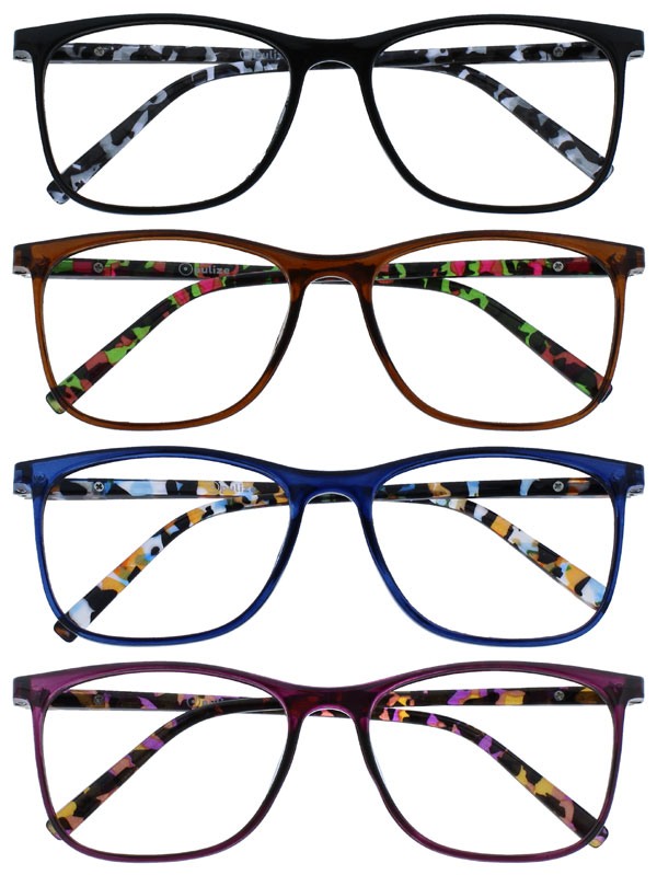 Opulize ARC Reading Glasses Slim Square Mens Womens Spring Hinges Inc Pouch R66